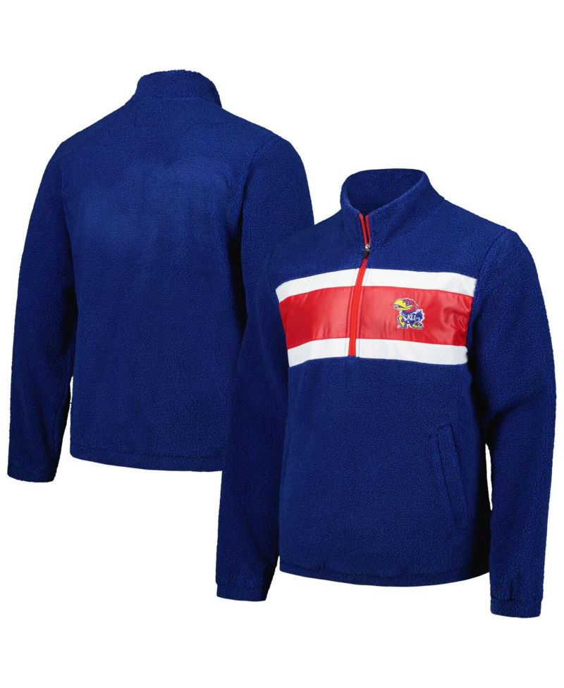 Men's Navy Kansas Jayhawks Pinch Runner Half-Zip Sweatshirt