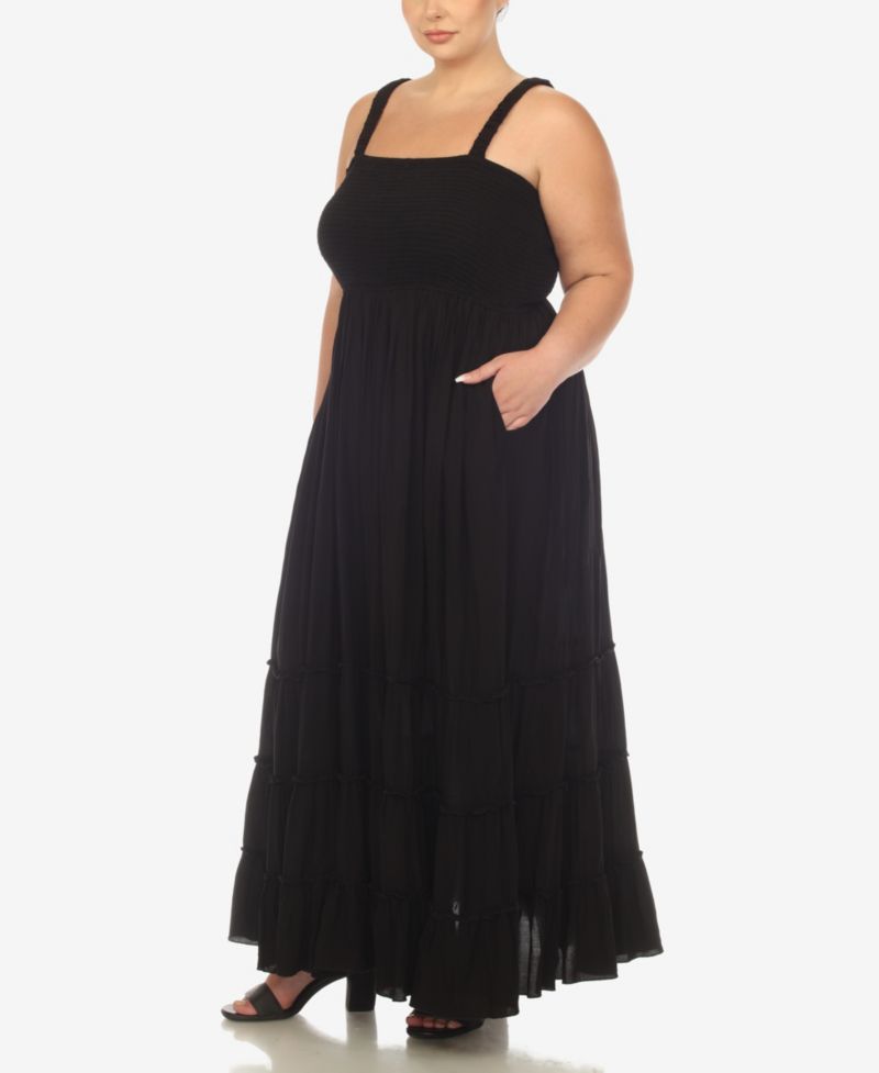 Plus Size Smocked Ruffle Maxi Dress