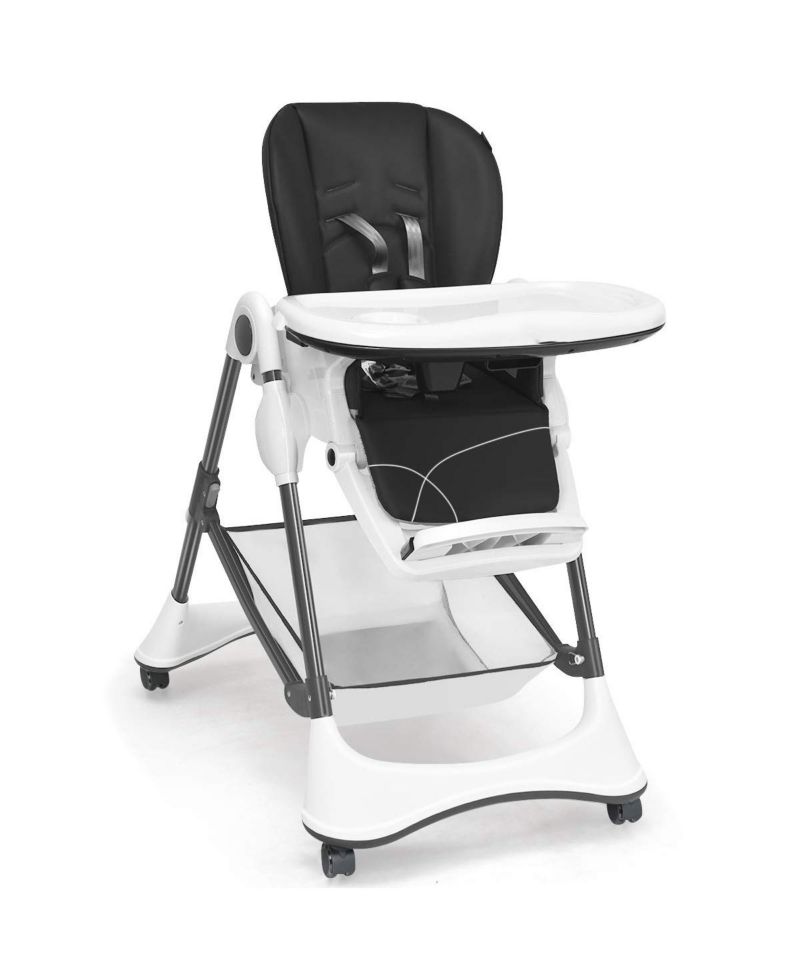 Boys A-Shaped High Chair with 4 Lockable Wheels