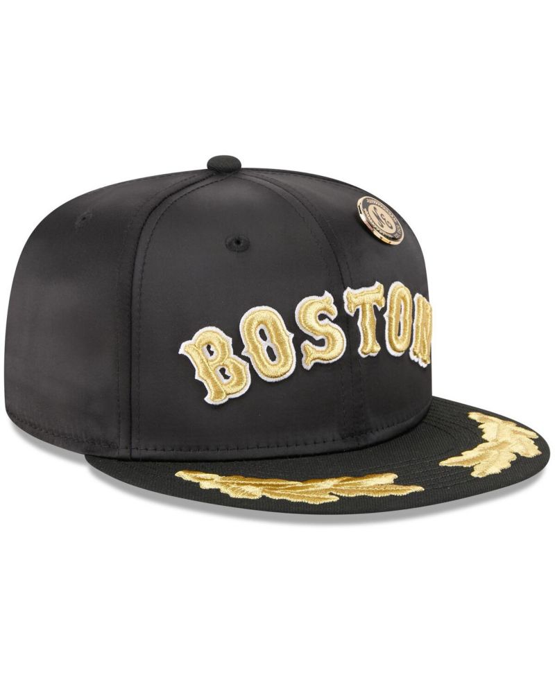 Men's Black Boston Red Sox 2025 59FIFTY Day Gold Leaf 59FIFTY Fitted Hat