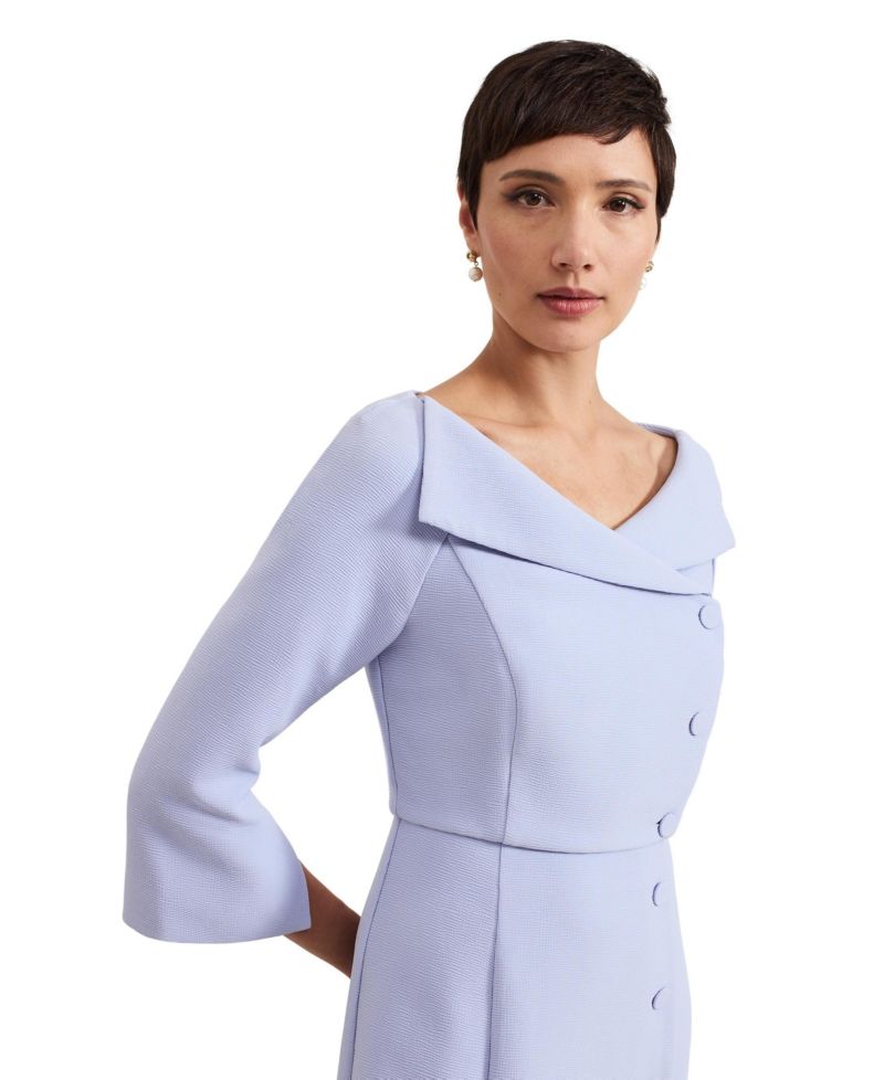 Women's Sienna Asymmetric-Collar Tuxedo Midi Dress