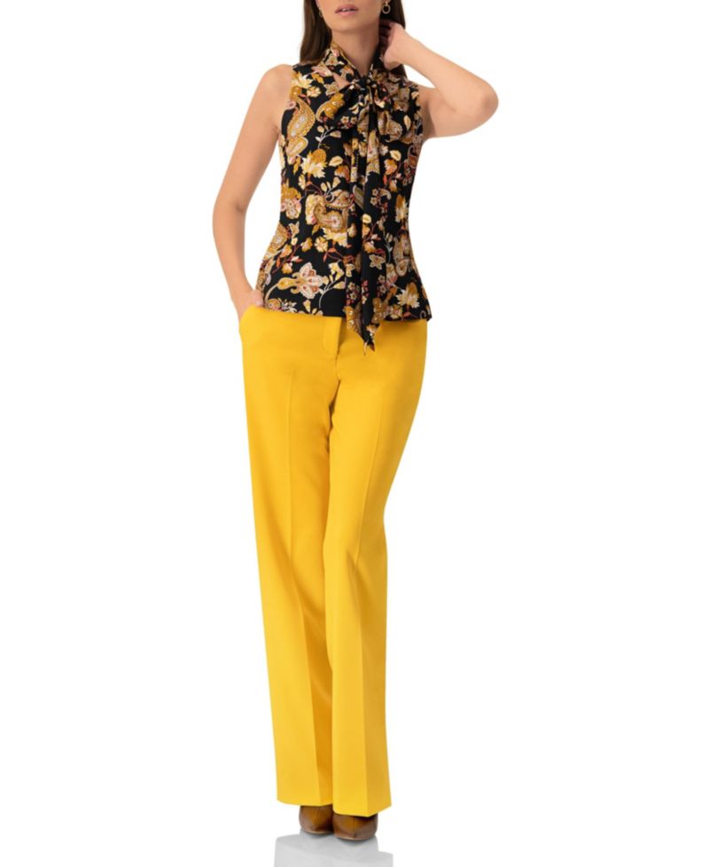 Women's V-Neck Sleeveless Blouse with Neck Ties