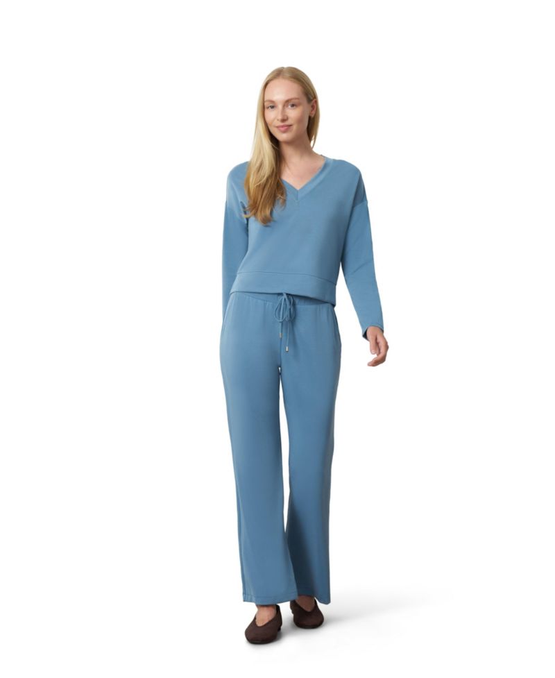 Women's V-Neck Dolman Top and Wide Leg Pant Set