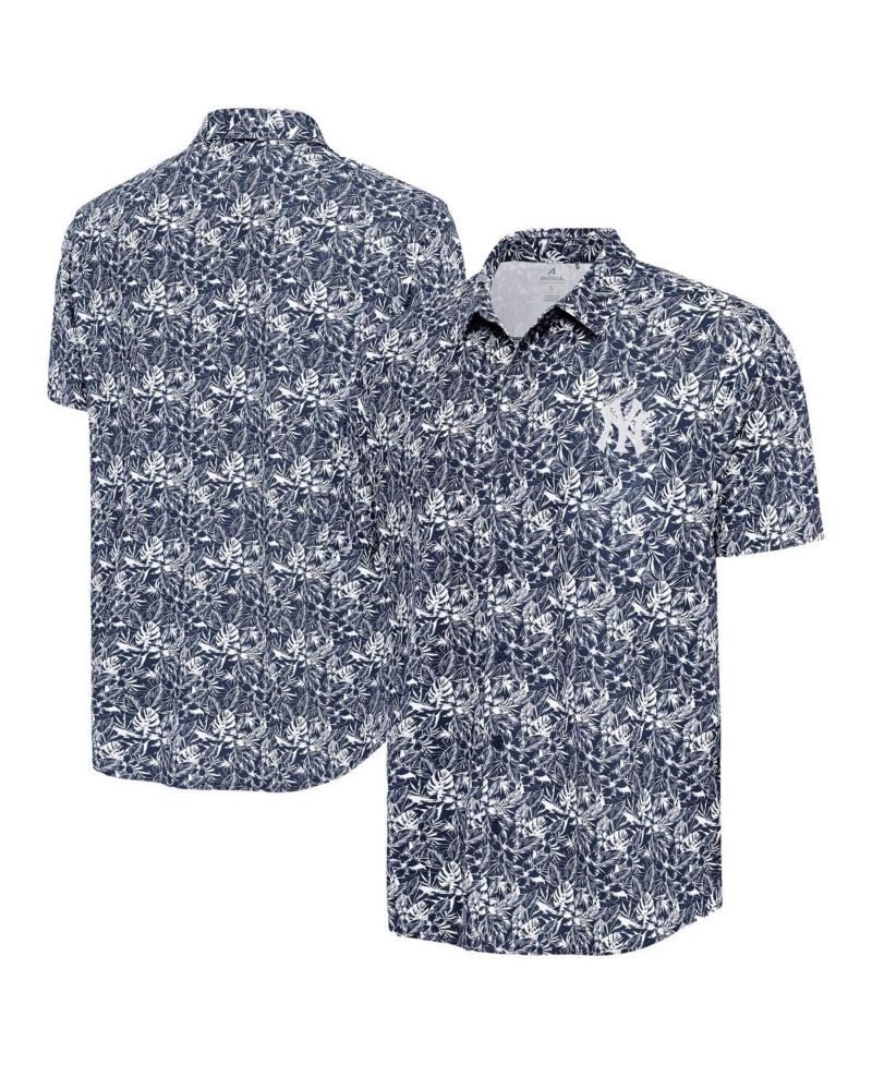Men's Navy New York Yankees Resort Button-Up Shirt