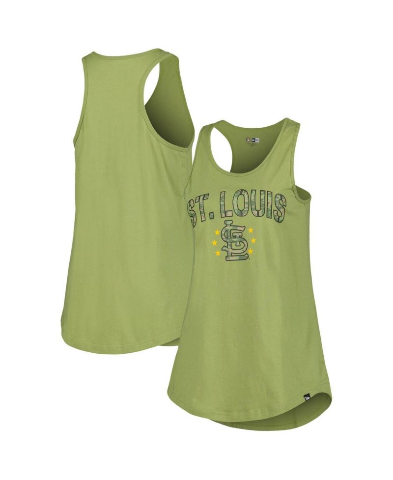Women's Olive St. Louis Cardinals Armed Forces Day Tank Top