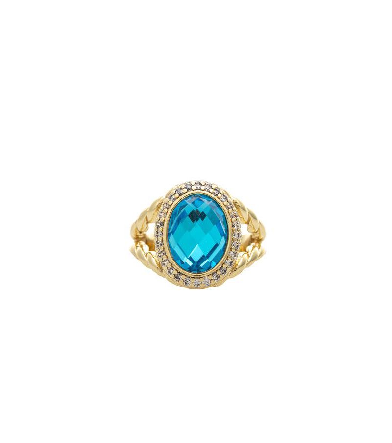 18K Gold Plated Cubic Zirconia Halo Statement Ring