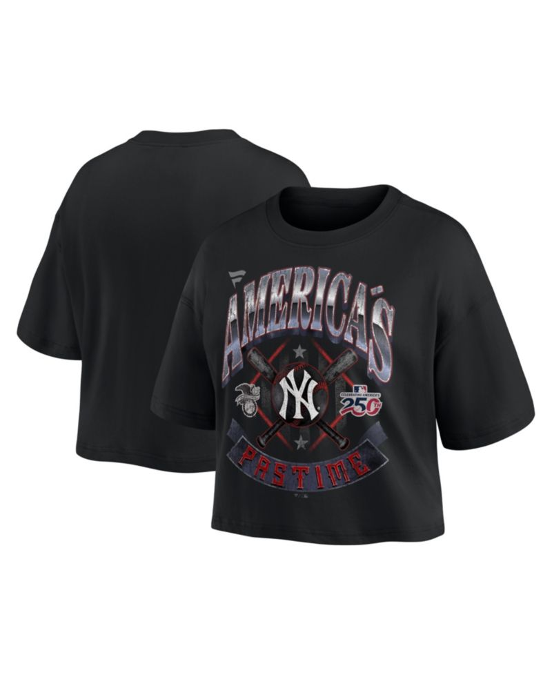 Women's Black New York Yankees Americana Crop T-Shirt