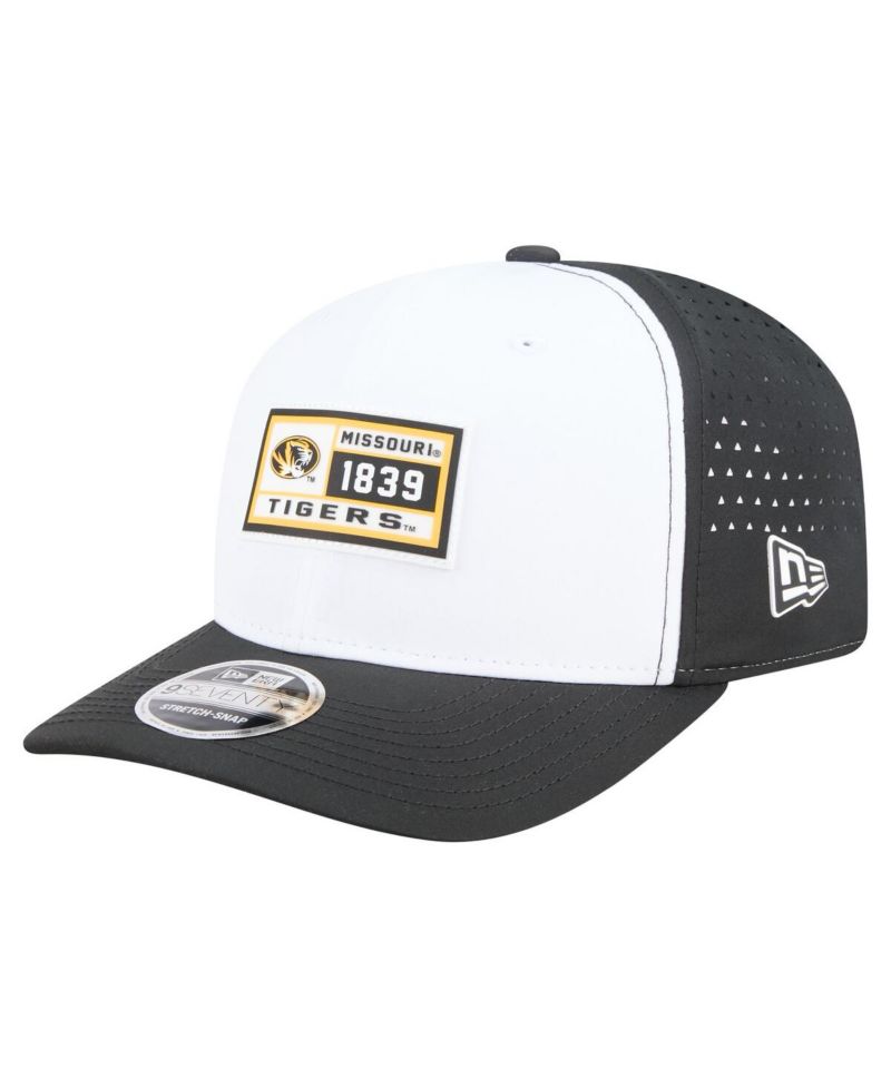 Men's White/Black Missouri Tigers Perforated Patched 9SEVENTY Adjustable Hat