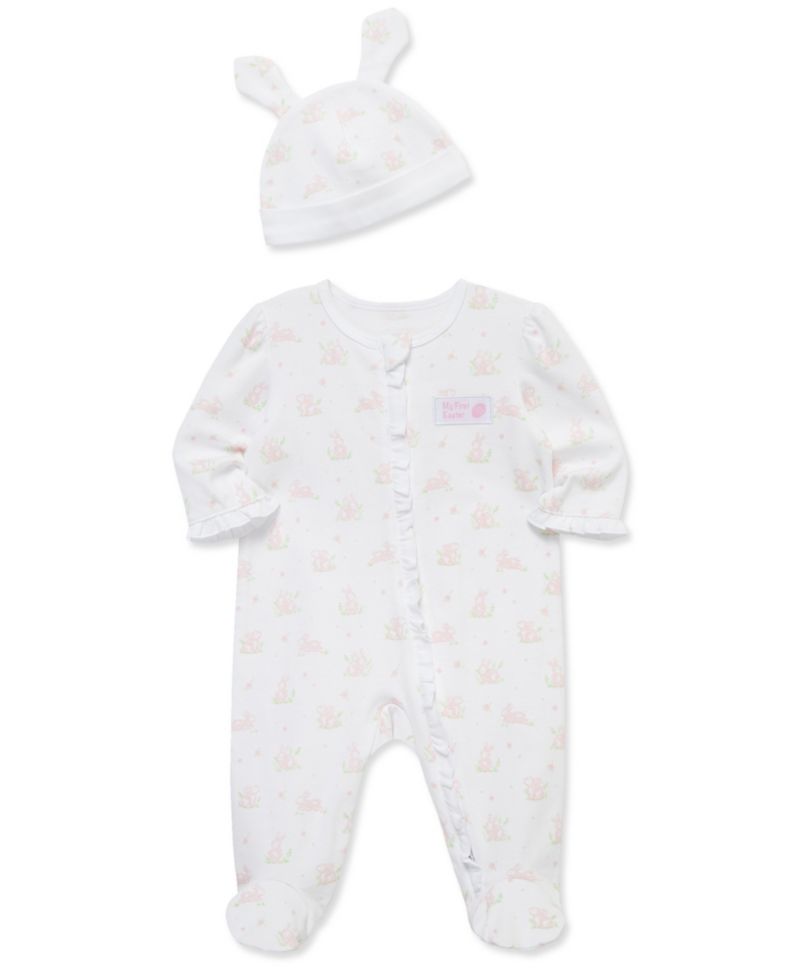 Baby Girls' My 1st Easter Round Neck Footie and Hat