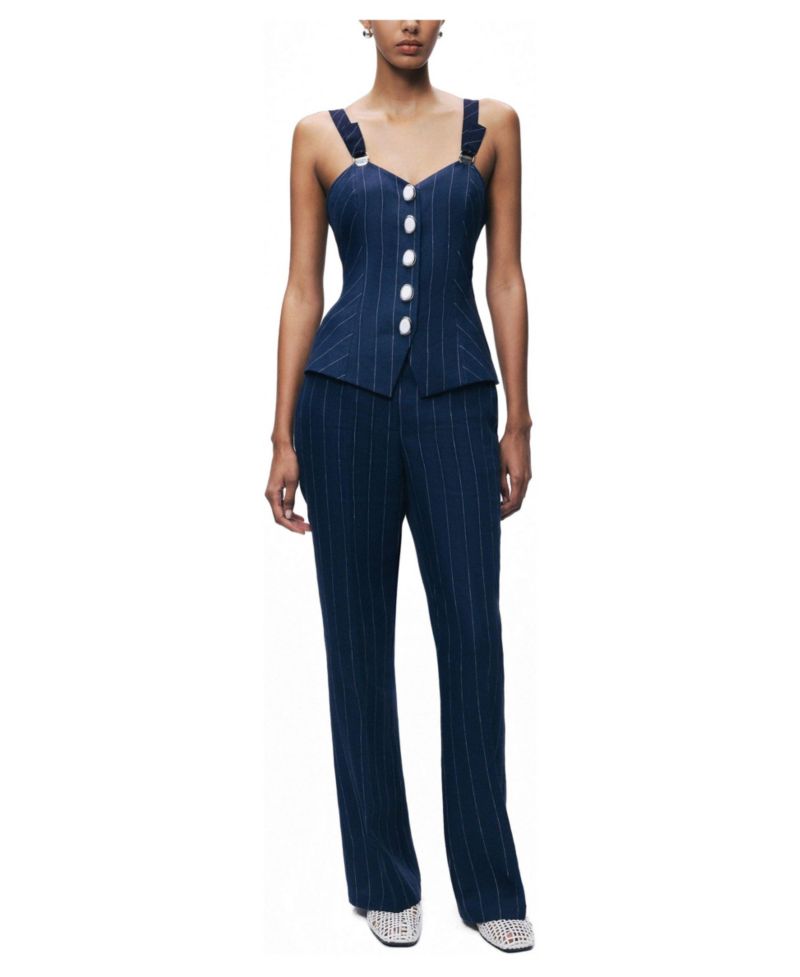 Women's Pinstripe Corset Bustier Top