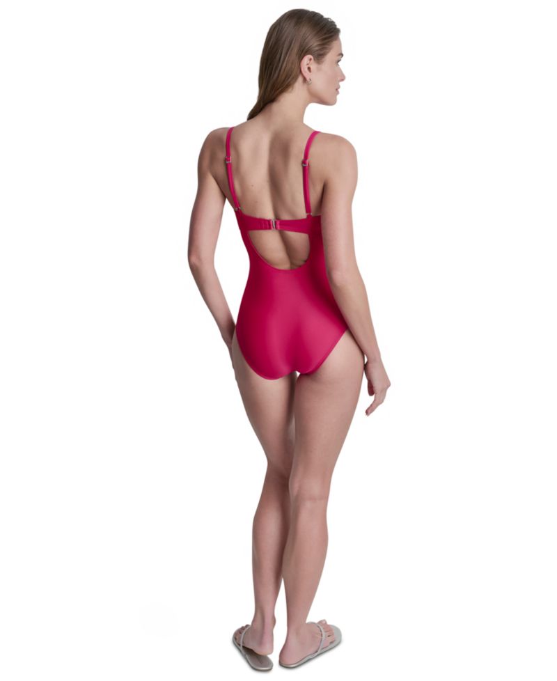 Women's Keyhole Twist Tummy Control One-Piece Swimsuit