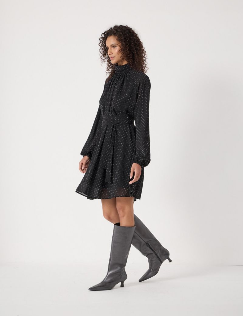 Women's Diamante Gathered Neck Mini Dress