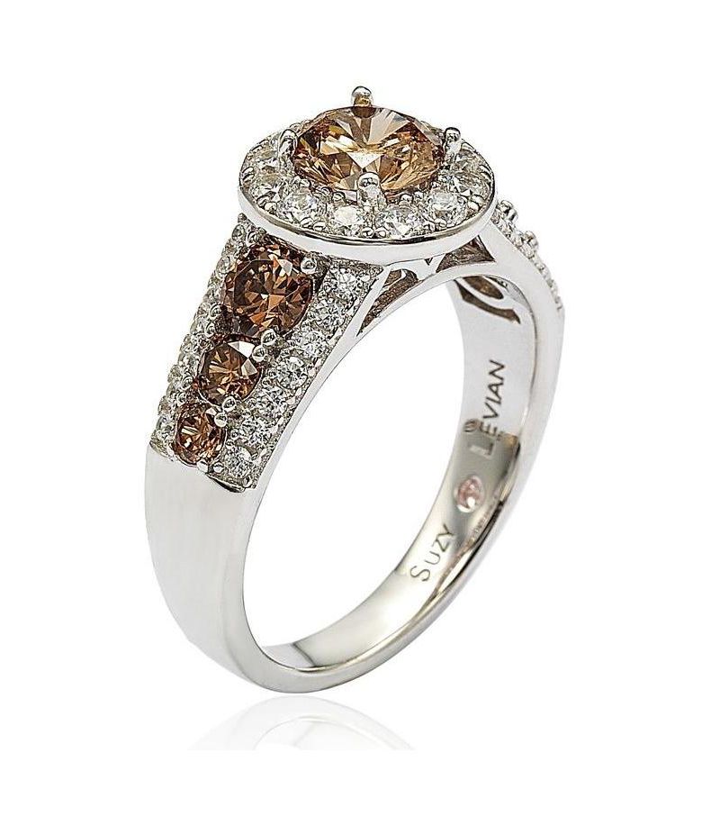 Suzy Levian Bridal Sterling Silver Cubic Zirconia Center Stone Ring