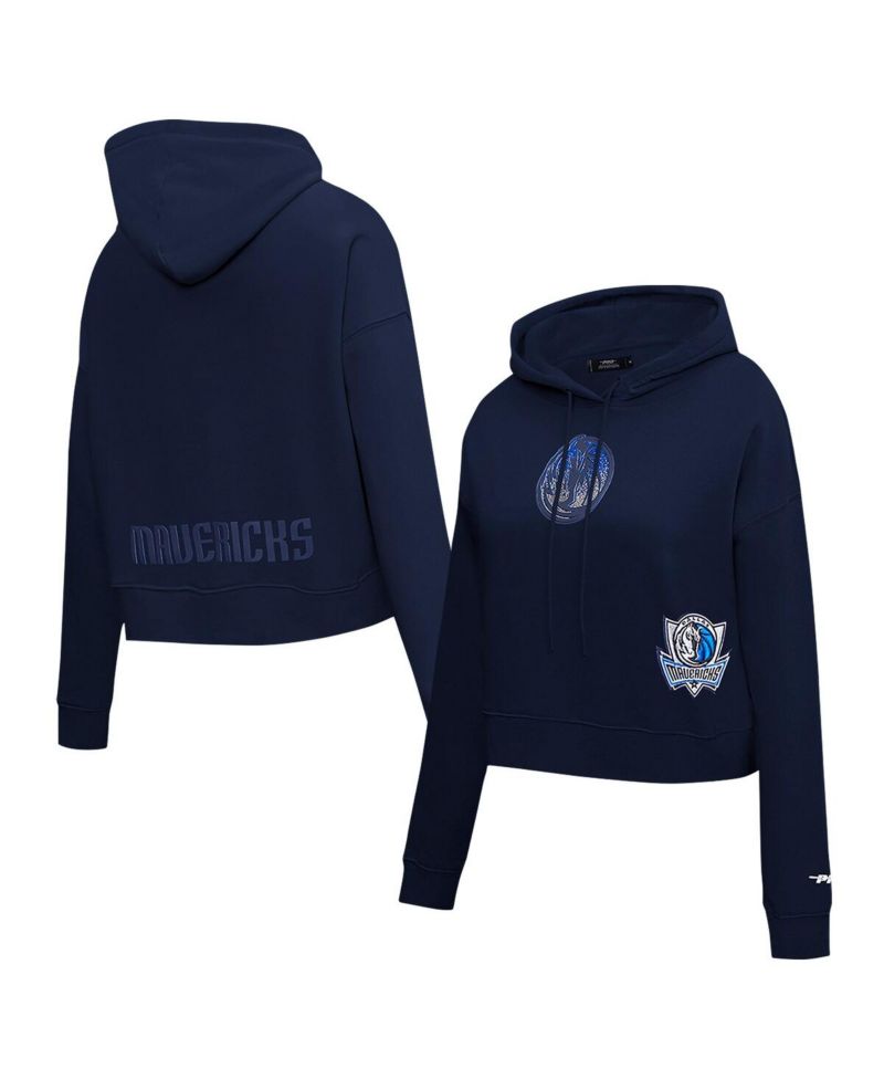 Women's Navy Dallas Mavericks Jewels Cropped Pullover Hoodie