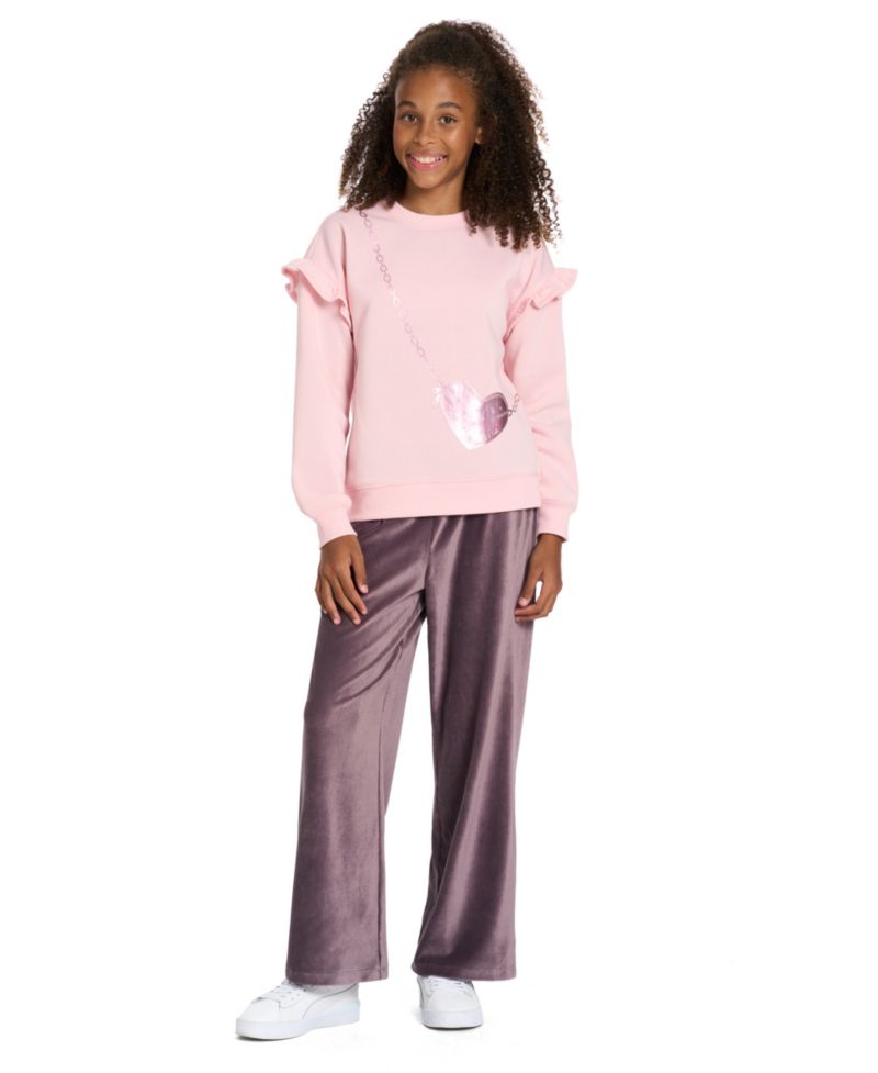 Toddler Girls' 2T-4T Ruffle Pullover Sweatshirt and Wide-Leg Pants, 2-Piece Set