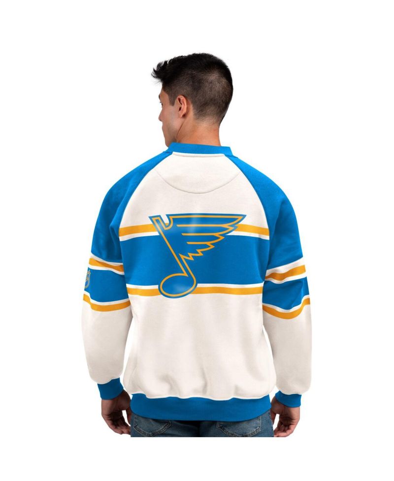 Men's White St. Louis Blues Defense Fleece Crewneck Sweatshirt