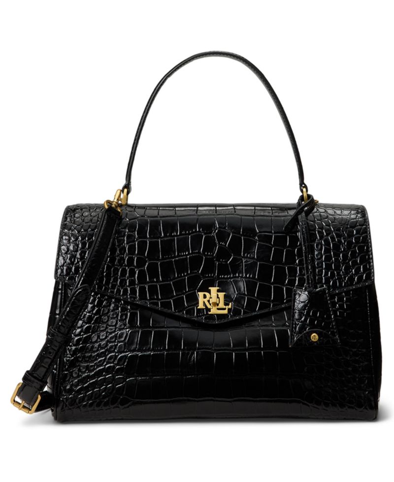 Farrah Soft Embossed Medium Leather Satchel Handbag