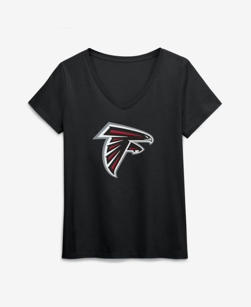 Women's Black Atlanta Falcons Primary Logo V-Neck T-Shirt