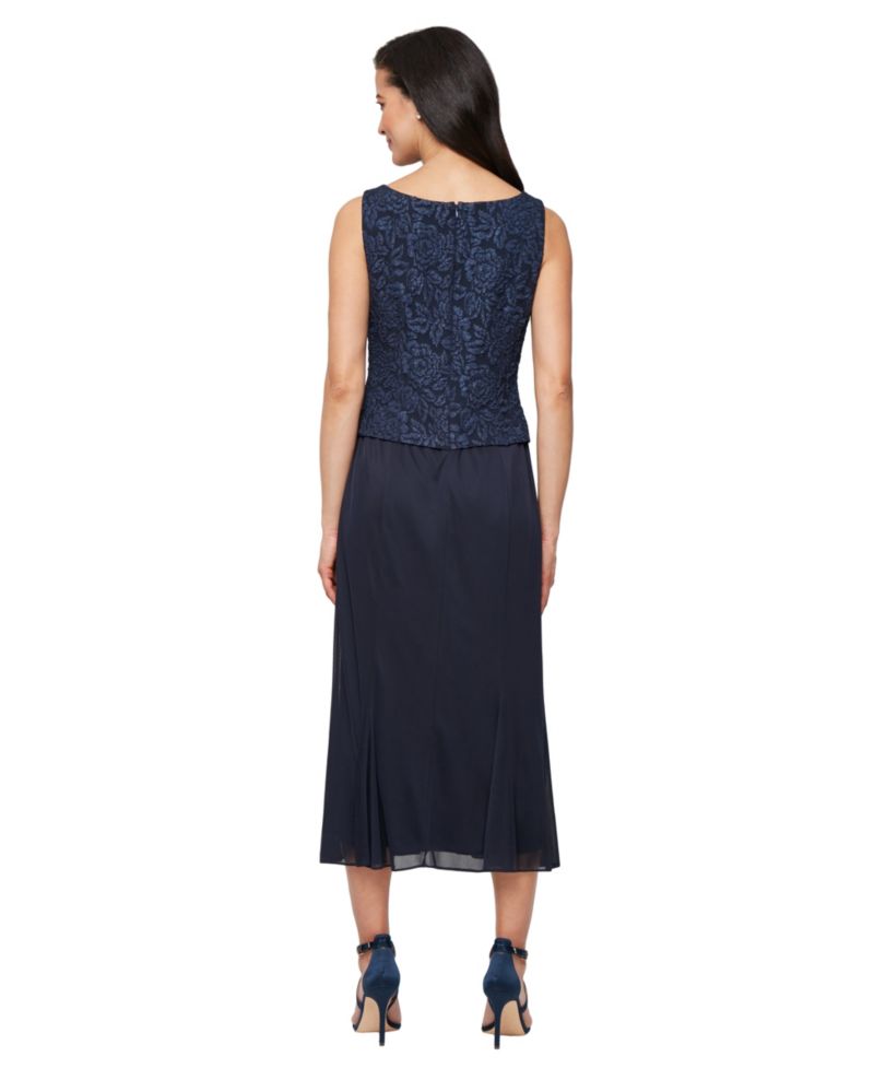 Petite Textured Jacquard Tea-Length Midi Jacket Dress