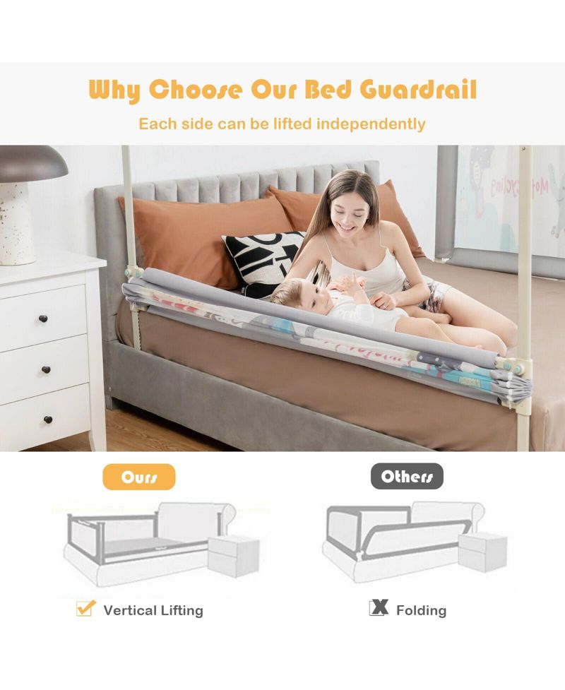 Vertical Lifting Baby Bed Rail with Secure Lock for Safe Sleep