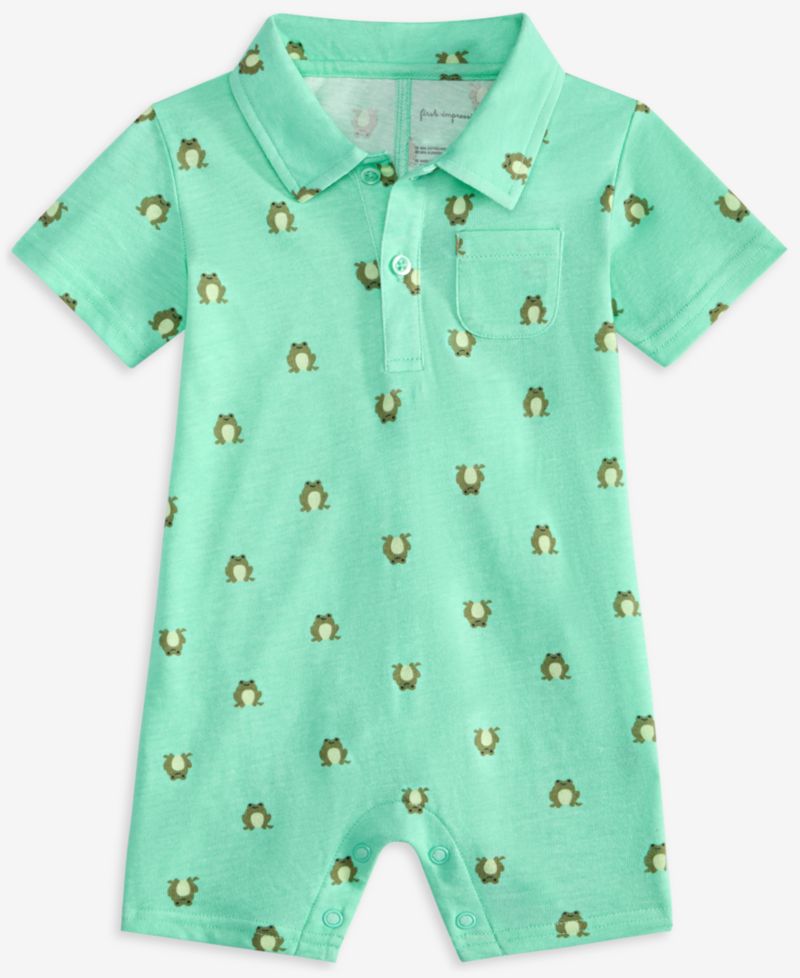 Baby Boys' Jump Frog-Print Romper