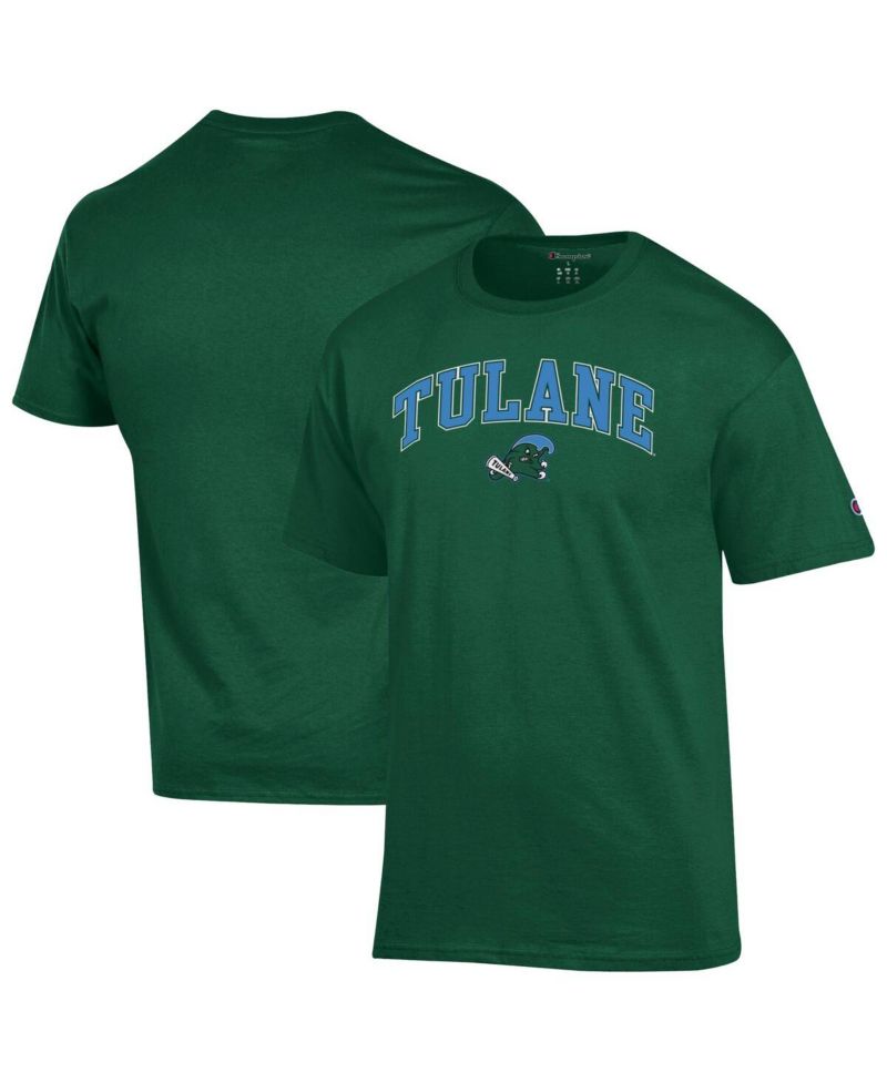 Men's Green Tulane Green Wave Arch Over Logo T-Shirt