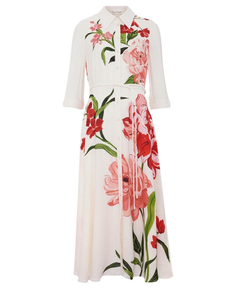 Women's Anabella Floral-Print Midi Shirt Dress