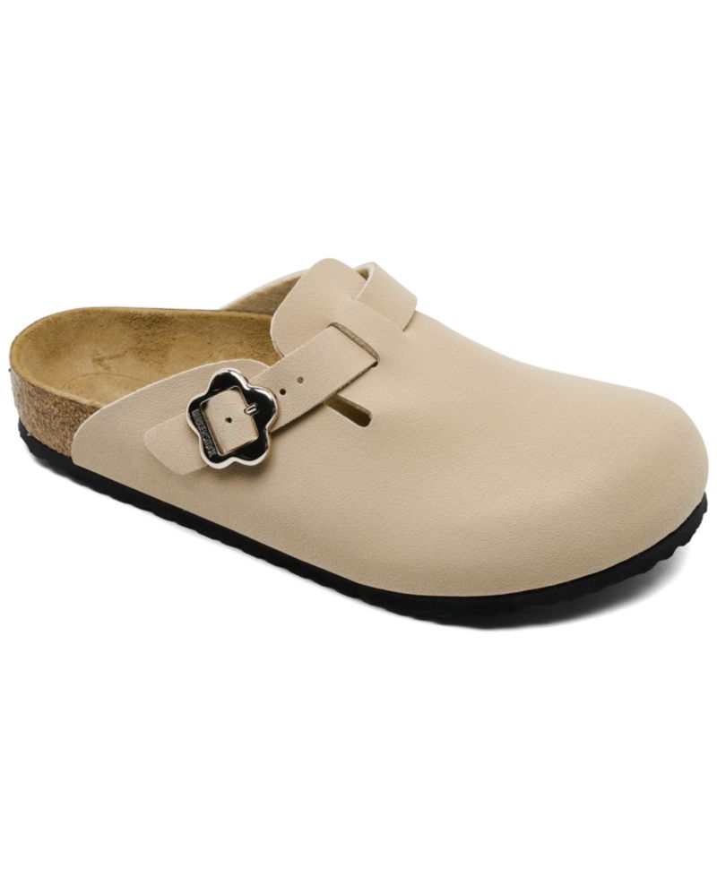 Little Kid's Boston Suede Leather Flower Buckle Clogs from Finish Line