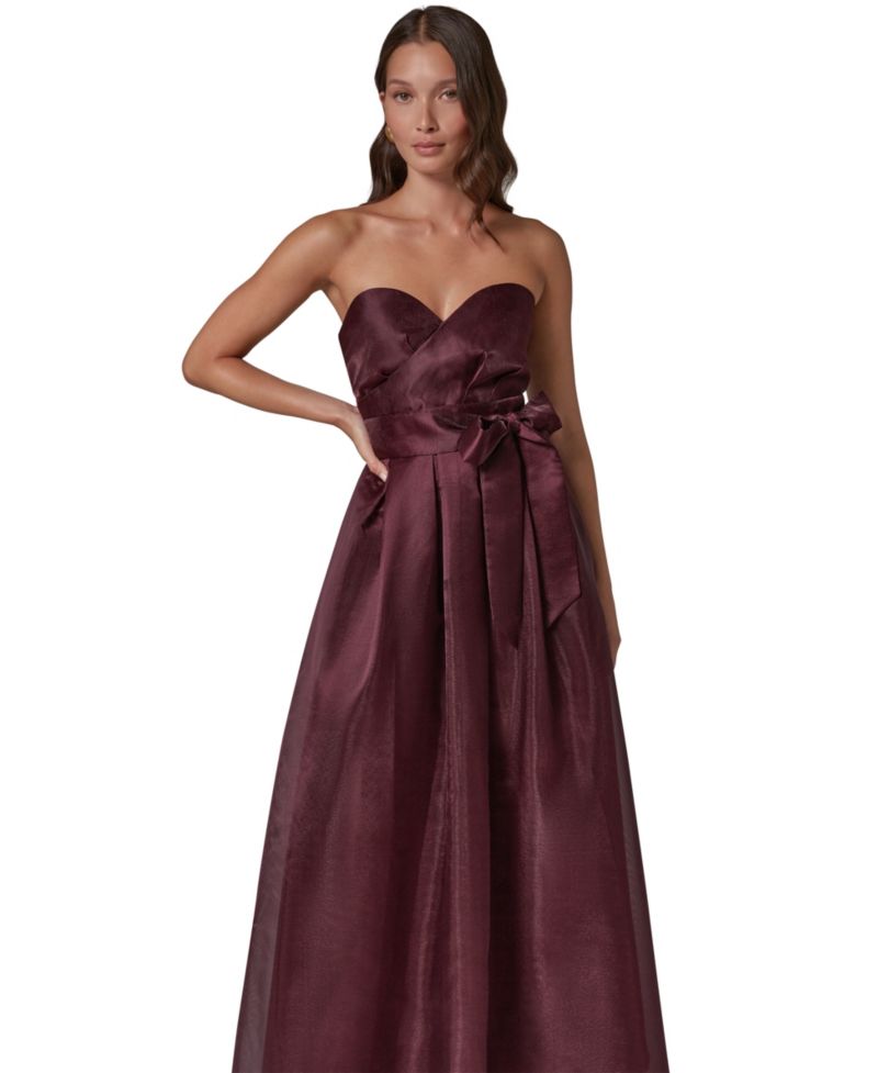 Petite Strapless Sweetheart Pleated Gown