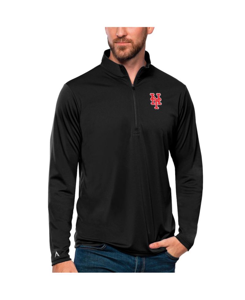Men's Black New York Mets Tribute Quarter-Zip Pullover Top