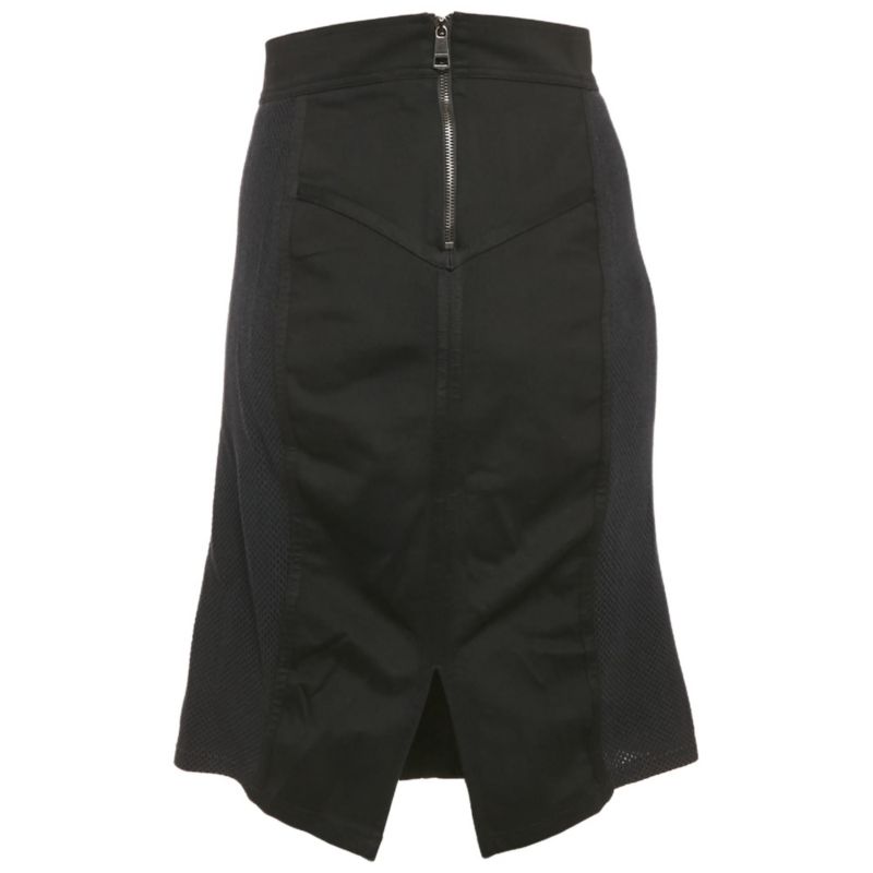 Women's Black Mesh Trim Jersey Pencil Skirt