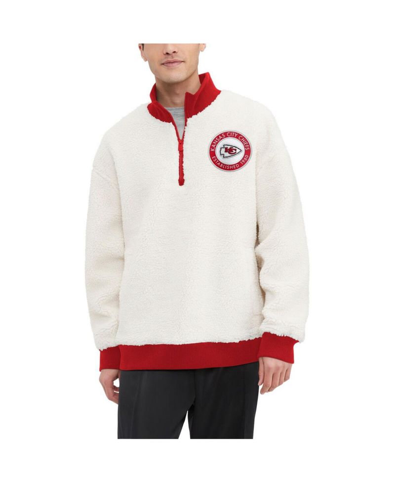 Men's Cream Kansas City Chiefs Jordan Sherpa Quarter-Zip Sweatshirt