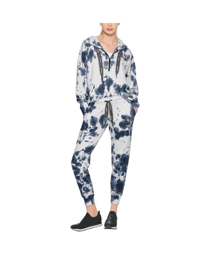 Women's White, Navy New England Patriots Melody Tie-Dye Jogger Pants