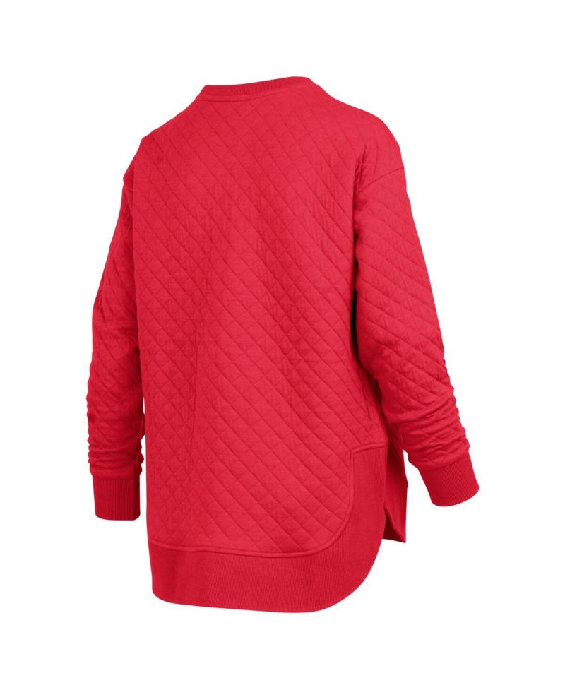 Women's Red Georgia Bulldogs Quilted Long Sleeve Pullover Sweatshirt
