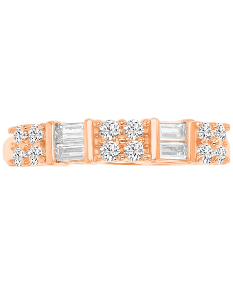 Cubic Zirconia Round & Baguette Band in Sterling Silver