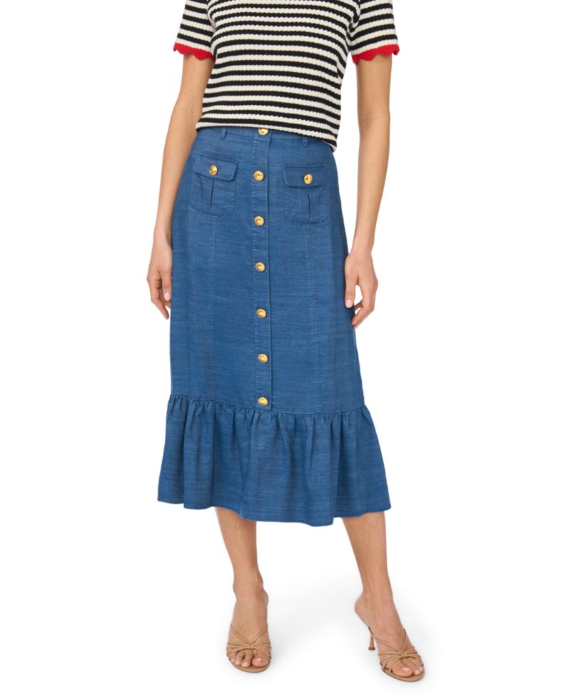 Women's Button-Down Denim Midi Skirt