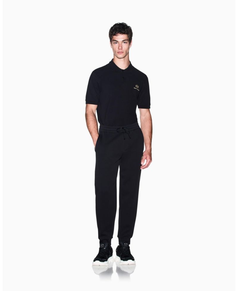 Men's Black And Gold Bonded Cotton Jogger
