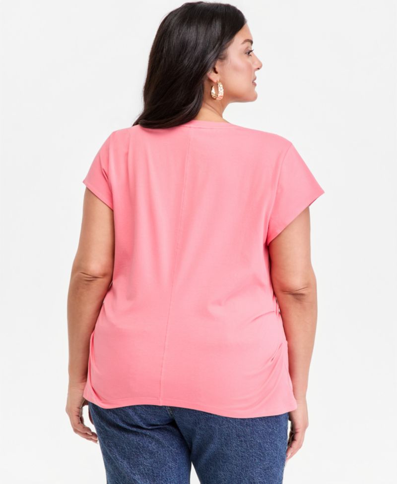 Plus Size Cap-Sleeve V-Neck T-Shirt