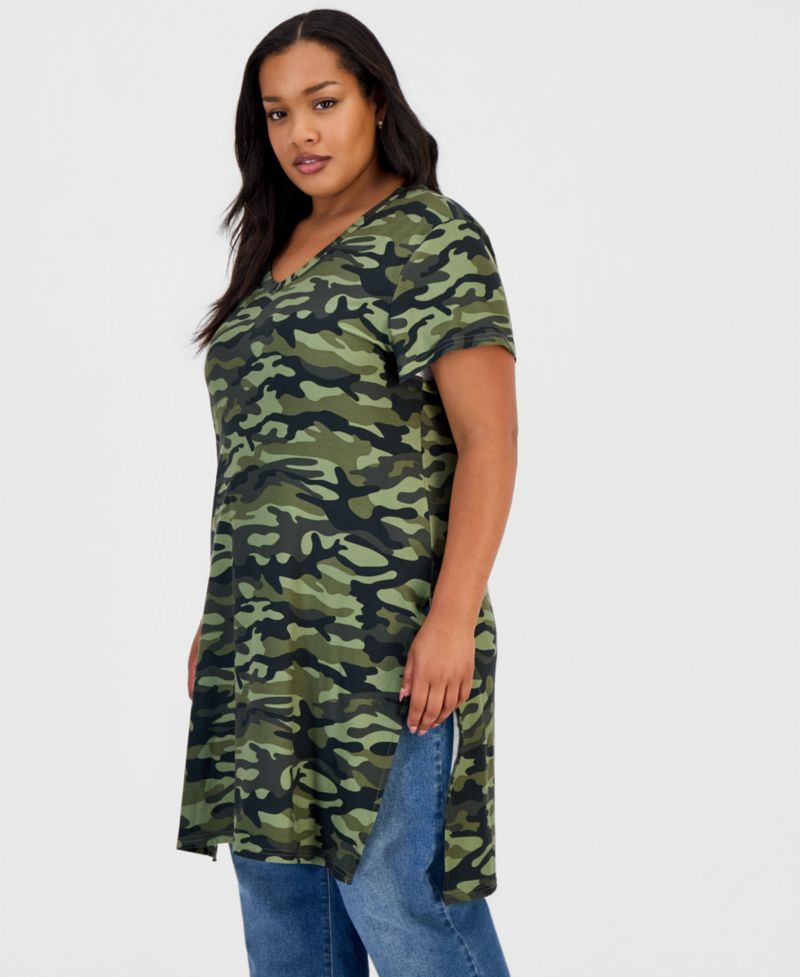Trendy Plus Size Printed V-Neck Tunic