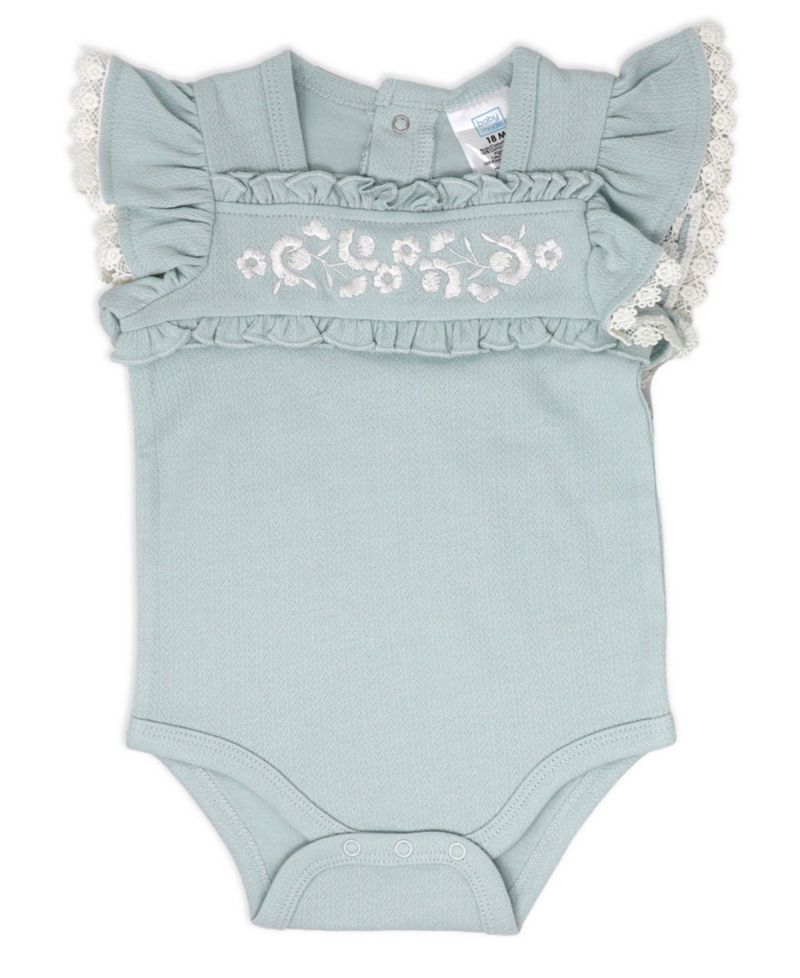 Baby Girls' Short-Sleeve Bodysuit, Denim Pant and Headband, 3-Piece Set