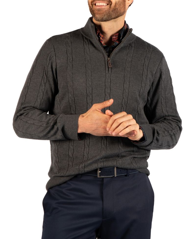 Men's Cable Knit Quarter Zip Sweater