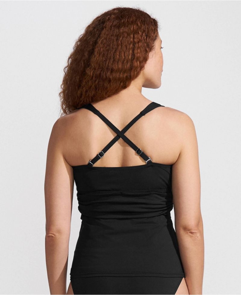 Women's D-Cup V-neck Plunge X Back Tankini Top