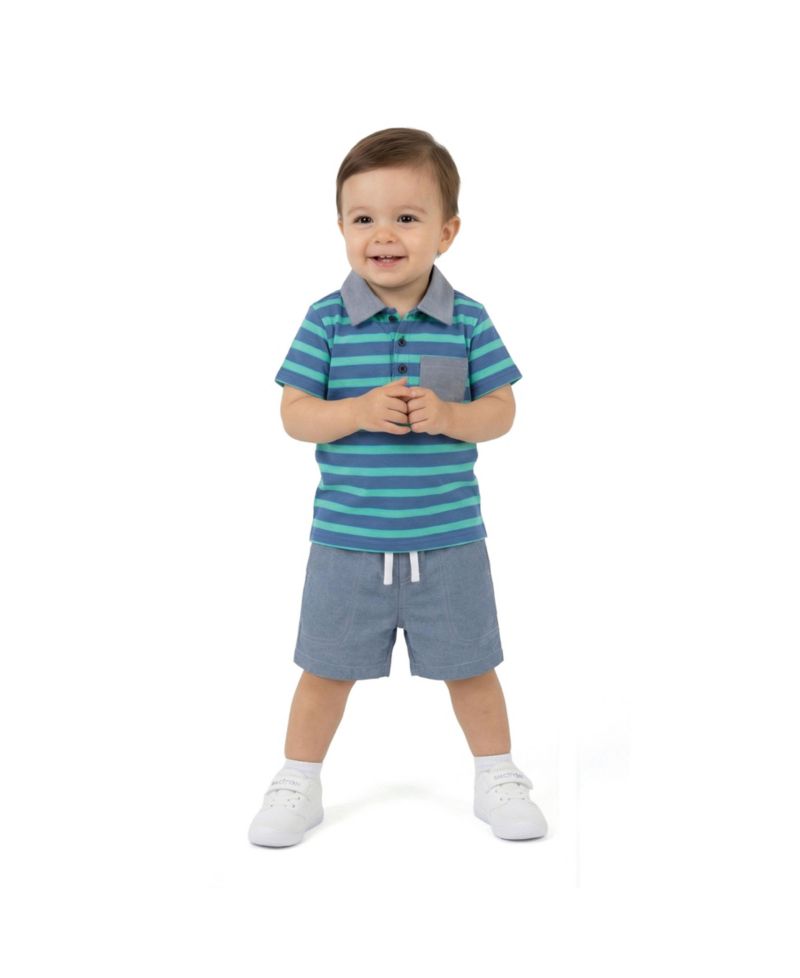 Baby Boys Stripe Pique Polo Set