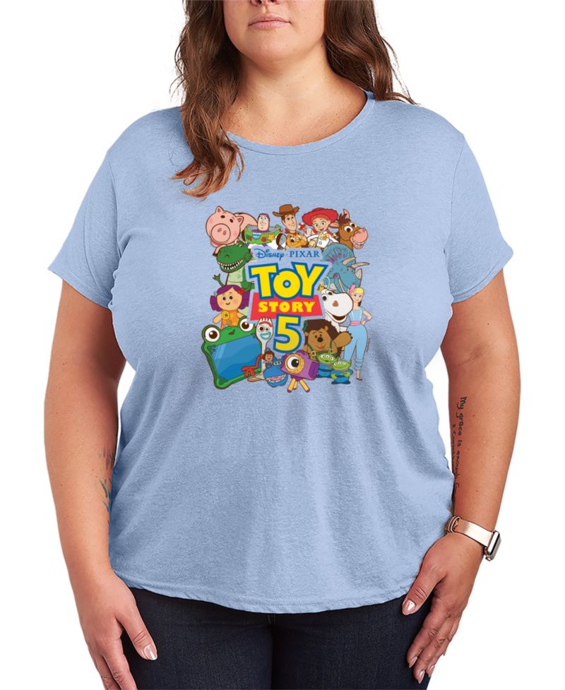 Plus Size Toy Story 5 Woody and Friends Collage Short-Sleeve Graphic T-Shirt