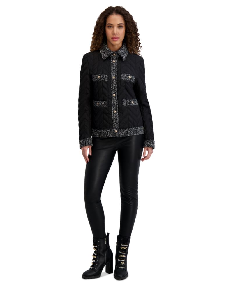 Women's Quilted Tweed-Trim Jacket