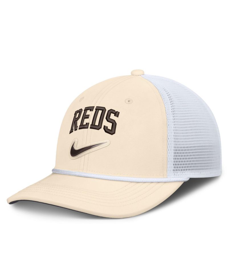 Men's Natural/White Cincinnati Reds Rise Dri-FIT Trucker Adjustable Hat&iquest;