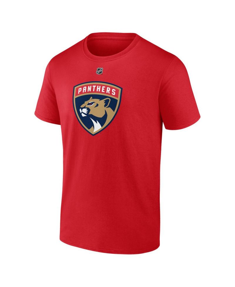 Men's Seth Jones Red Florida Panthers Authentic Stack Name & Number T-Shirt