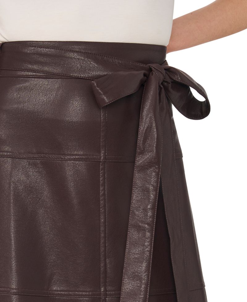 Women's High-Waisted A-Line Tie Belt Midi Skirt