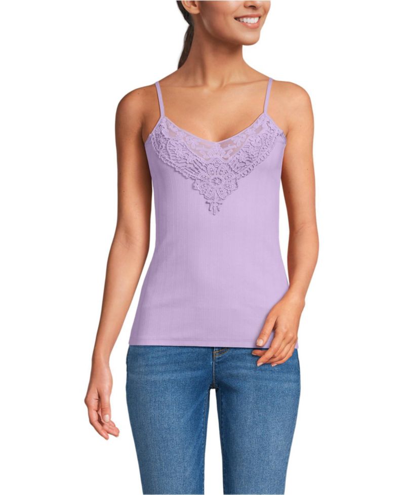 Women's Variegated Micro Rib Lace Trim Cami