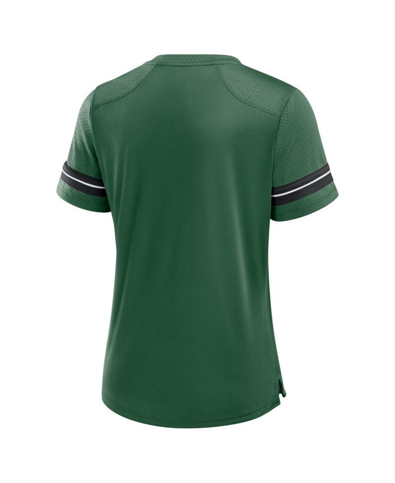 Women's Green New York Jets Play Script Lace-Up T-Shirt